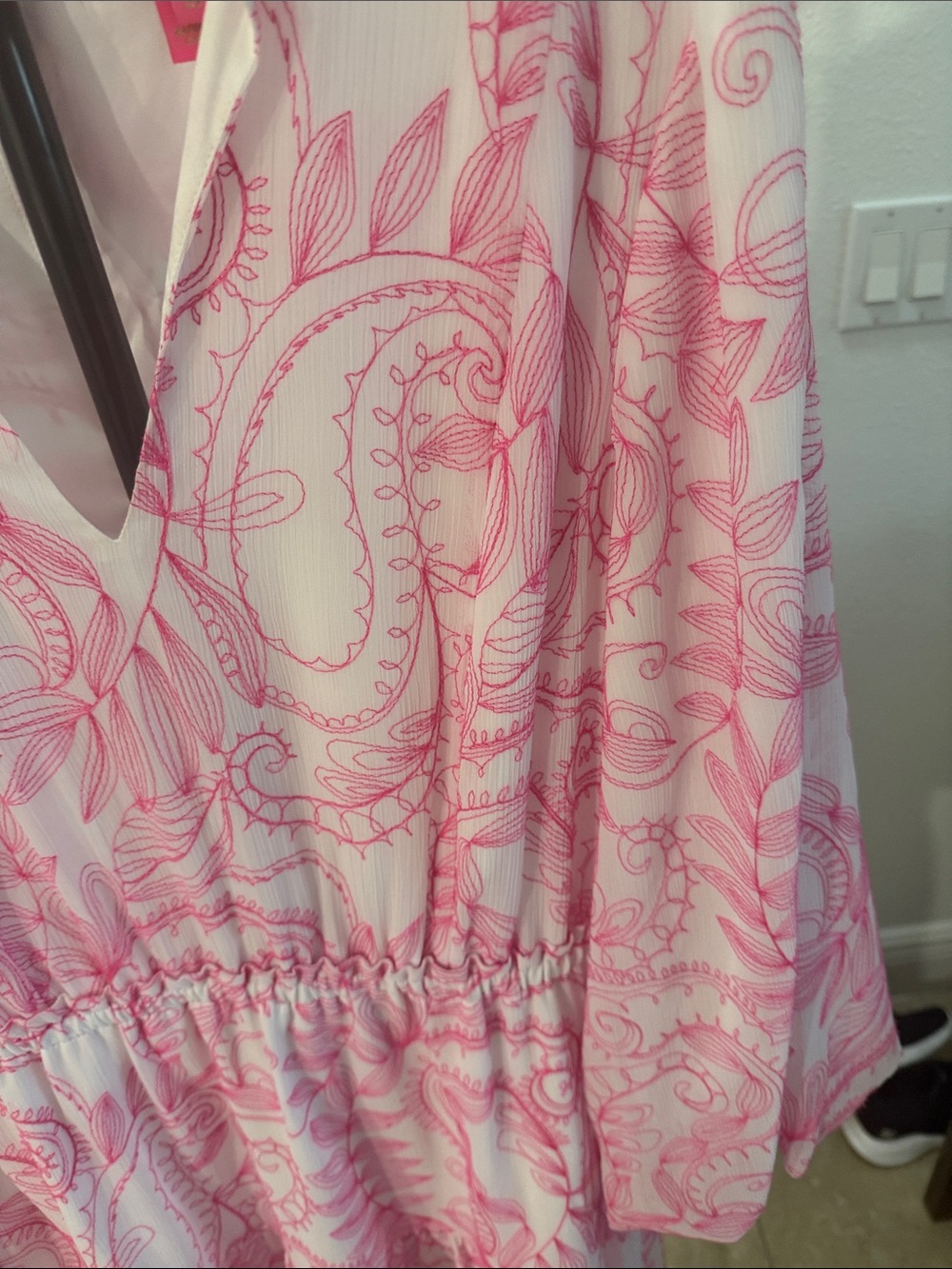 Lilly Pulitzer Pink Paisley V-Neck Tiered Dress - Picture 2 of 5